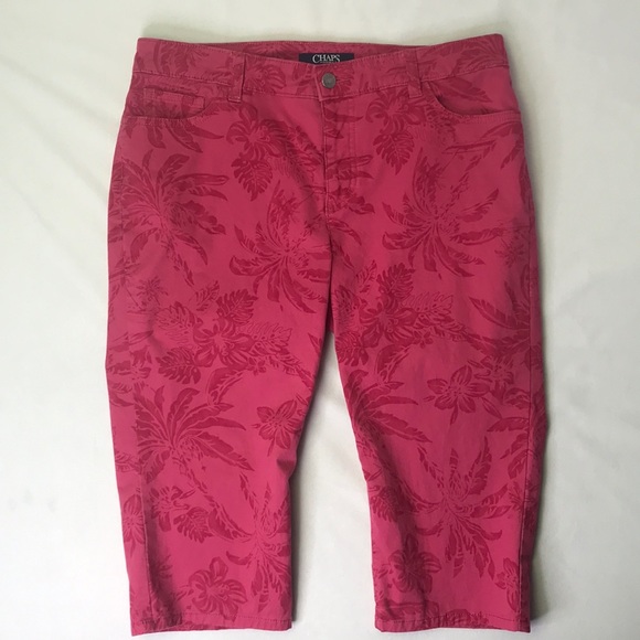 Chaps Pants - Chaps Soft Bermuda Pink Tropical Pattern Shorts